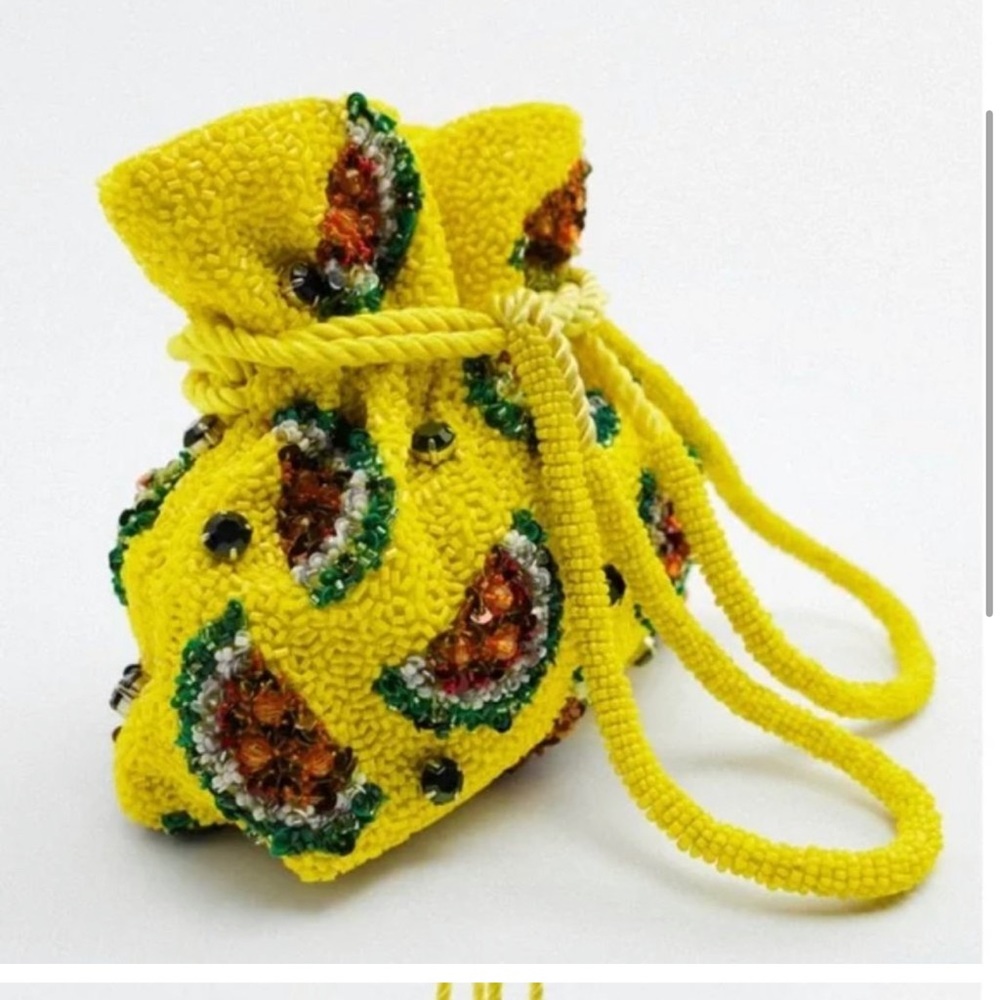 ZARA Beaded Bucket Bag yellow - Picture 4 of 4